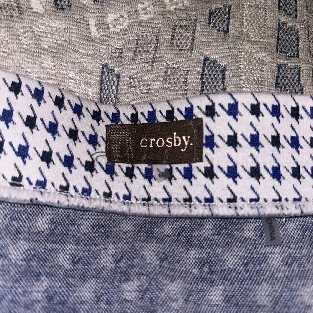 Crosby Blue Houndstooth Preppy Pull On Stretch Mini Pencil Skirt Size Medium